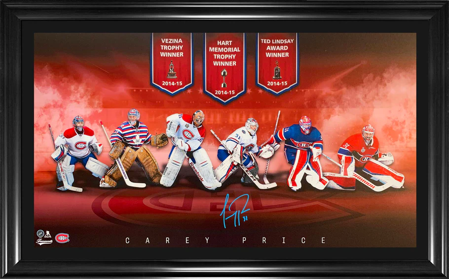 Carey Price Signed 18x32 Evolution Print Frame Montreal Canadiens