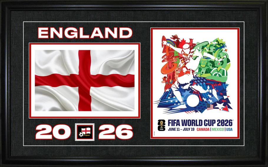 Team England - 2026 Officially Licensed FIFA World Cup 15 x 24 Framed Poster w/ Flag